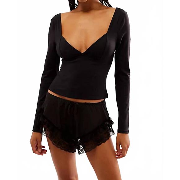 NEW FREE PEOPLE duo corset long sleeve in black - Picture 1 of 3